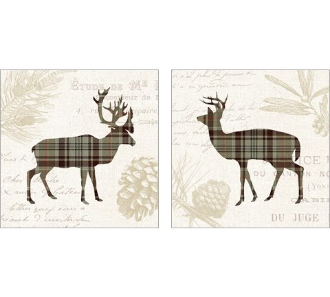 Plaid Lodge Tan 2 Piece Art Print Set by Wild Apple Portfolio