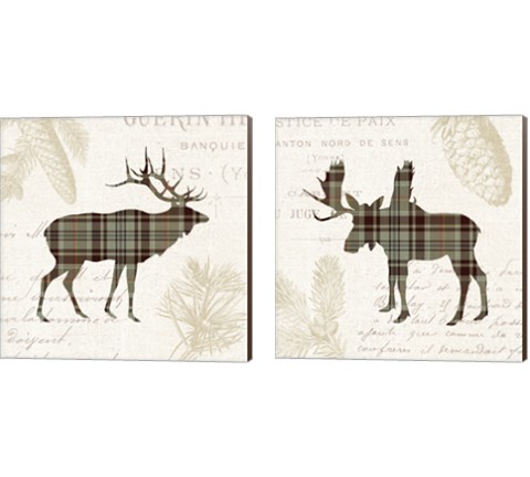 Plaid Lodge Tan 2 Piece Canvas Print Set by Wild Apple Portfolio