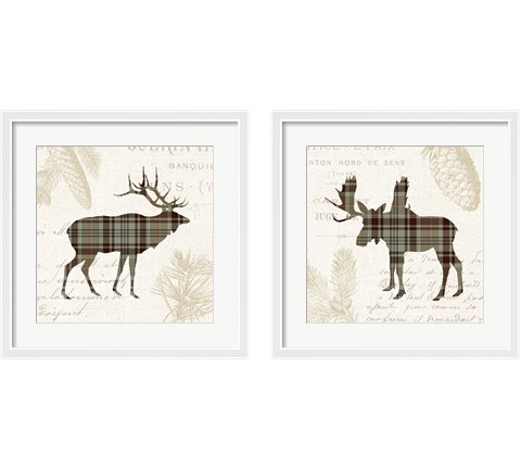 Plaid Lodge Tan 2 Piece Framed Art Print Set by Wild Apple Portfolio