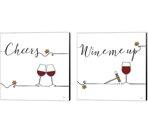 Underlined Wine 2 Piece Canvas Print Set by Veronique Charron