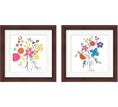 Floral Medley 2 Piece Framed Art Print Set by Farida Zaman