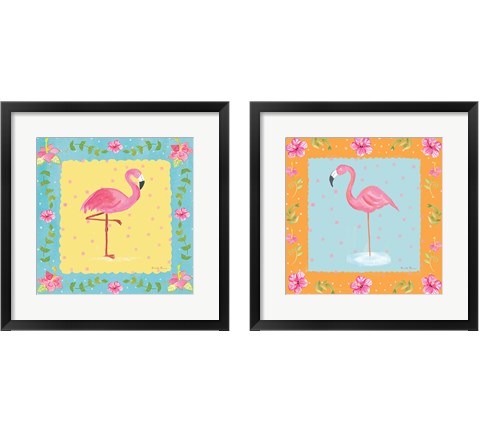 Flamingo Dance 2 Piece Framed Art Print Set by Farida Zaman