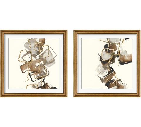 Gold Squares 2 Piece Framed Art Print Set by Chris Paschke