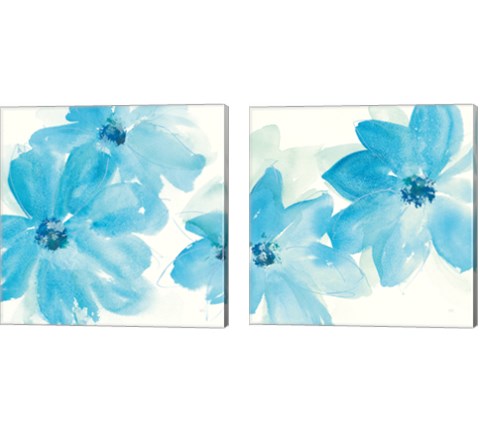 Aqua Mint Clematis 2 Piece Canvas Print Set by Chris Paschke