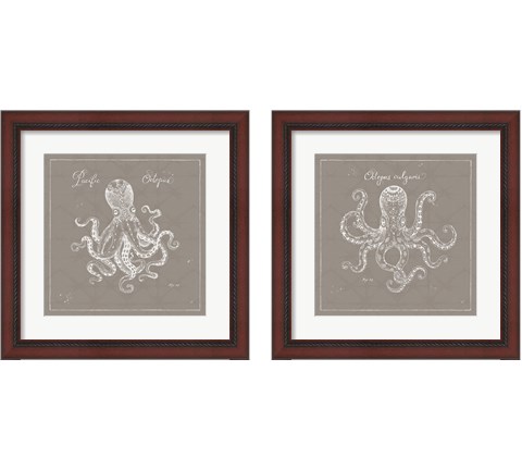 Underwater Life Greige 2 Piece Framed Art Print Set by Daphne Brissonnet