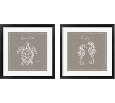 Underwater Life Greige 2 Piece Framed Art Print Set by Daphne Brissonnet