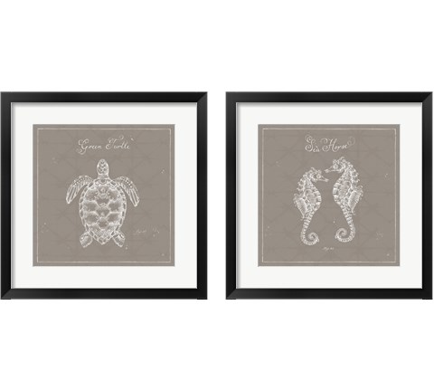 Underwater Life Greige 2 Piece Framed Art Print Set by Daphne Brissonnet