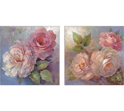 Roses on Blue 2 Piece Art Print Set by Peter McGowan