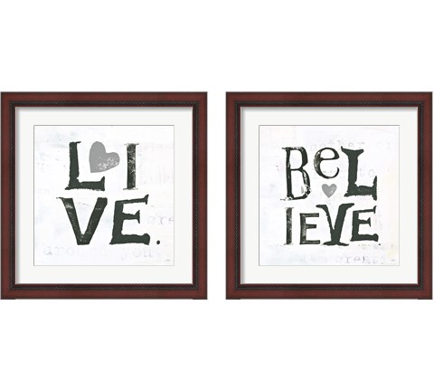 Gray Hearts 2 Piece Framed Art Print Set by Kellie Day