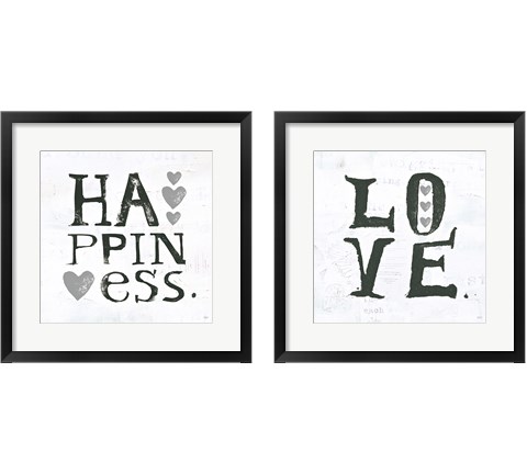 Gray Hearts 2 Piece Framed Art Print Set by Kellie Day