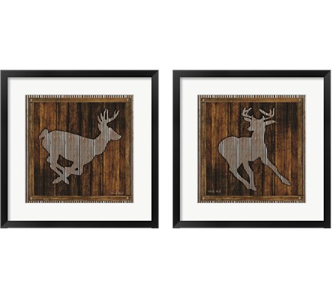 Deer Running 2 Piece Framed Art Print Set by Cindy Jacobs