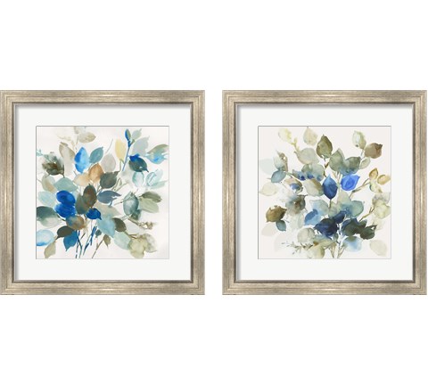 Blue Leaves 2 Piece Framed Art Print Set by Asia Jensen