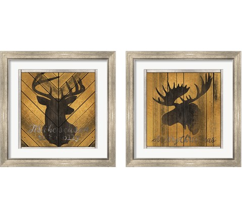 Christmas Deer & Moose 2 Piece Framed Art Print Set by Cindy Jacobs