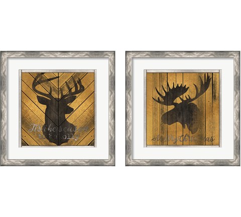 Christmas Deer & Moose 2 Piece Framed Art Print Set by Cindy Jacobs