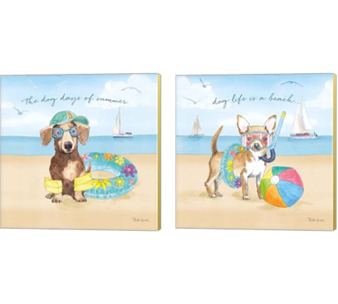 Summer Paws 2 Piece Canvas Print Set by Beth Grove