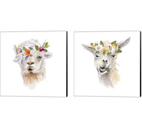 Floral Llama 2 Piece Canvas Print Set by Lanie Loreth