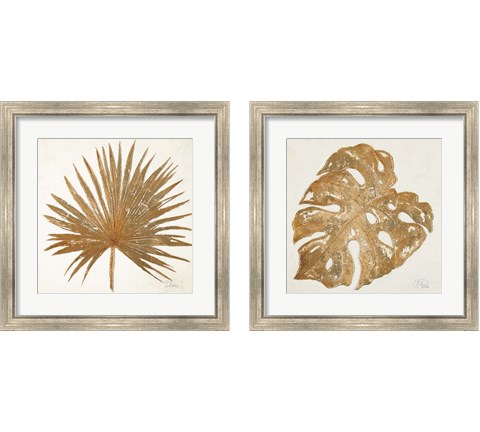 Golden Leaf Palm 2 Piece Framed Art Print Set by Patricia Pinto