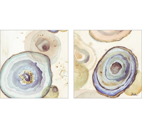 Agates Flying Square 2 Piece Art Print Set by Patricia Pinto