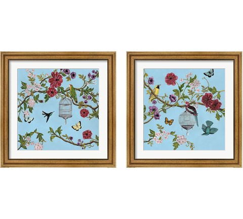 Bird Song Chinoiserie 2 Piece Framed Art Print Set by Naomi McCavitt