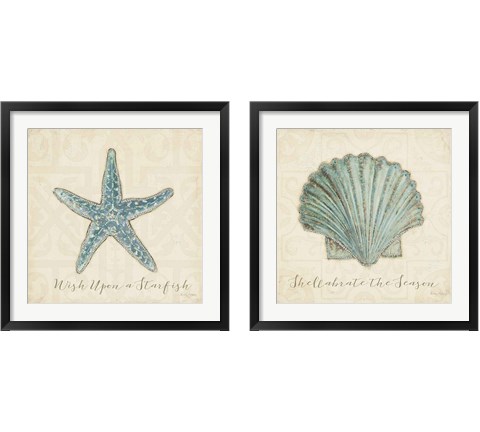 Beach Treasures Christmas 2 Piece Framed Art Print Set by Emily Adams