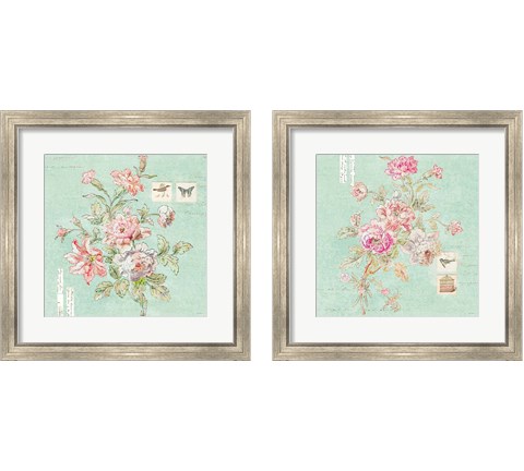 Cottage Roses Blue 2 Piece Framed Art Print Set by Sue Schlabach