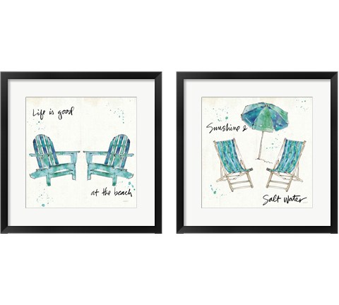 Beach Divas  2 Piece Framed Art Print Set by Anne Tavoletti