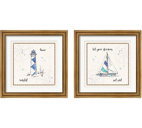 Coastal Buoys 2 Piece Framed Art Print Set by Anne Tavoletti