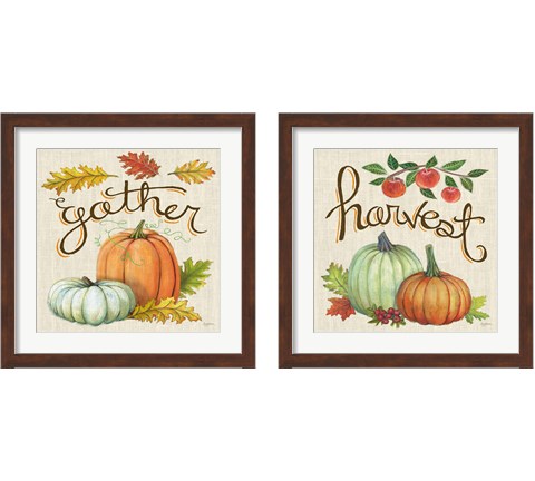 Autumn Harvest Linen 2 Piece Framed Art Print Set by Mary Urban