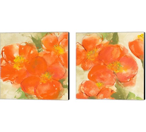 Tangerine Poppies 2 Piece Canvas Print Set by Chris Paschke