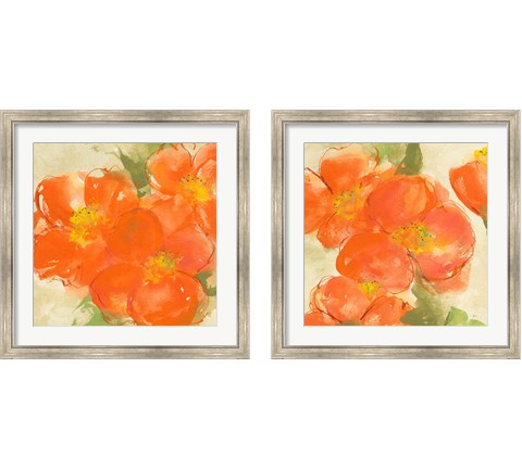 Tangerine Poppies 2 Piece Framed Art Print Set by Chris Paschke