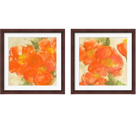 Tangerine Poppies 2 Piece Framed Art Print Set by Chris Paschke