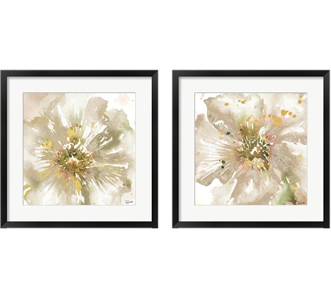 Neutral Watercolor Poppy Close Up 2 Piece Framed Art Print Set by Tre Sorelle Studios