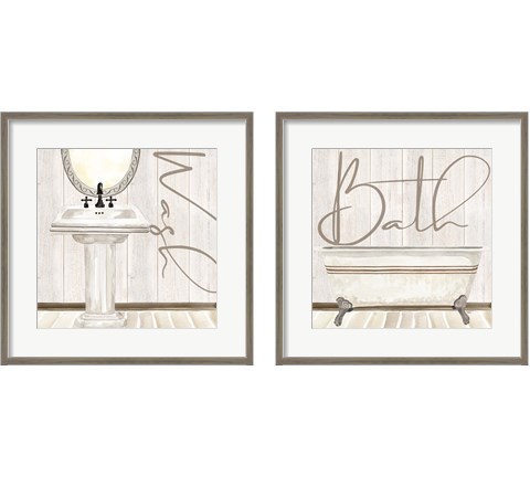 Rustic Bathroom 2 Piece Framed Art Print Set by Tara Reed