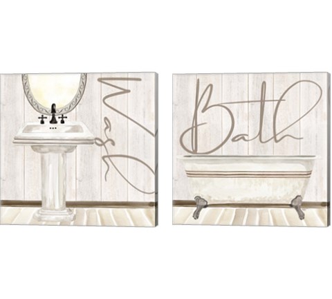 Rustic Bathroom 2 Piece Canvas Print Set by Tara Reed