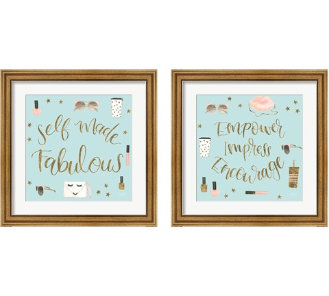 Boss Ladies Mint 2 Piece Framed Art Print Set by Jenaya Jackson