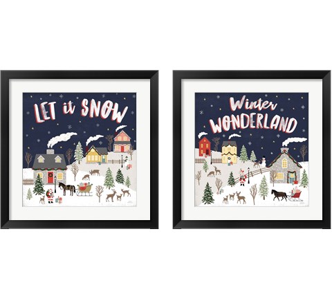 Christmas Village 2 Piece Framed Art Print Set by Laura Marshall