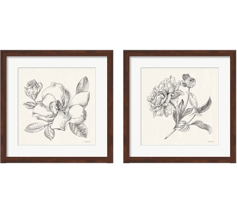 Flower Sketches 2 Piece Framed Art Print Set by Danhui Nai