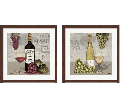 Uncork Wine and Grapes 2 Piece Framed Art Print Set by Mary Beth Baker