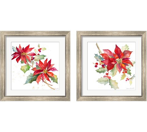 Poinsettias  2 Piece Framed Art Print Set by Lanie Loreth