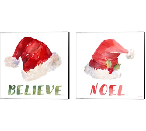 Holiday Hat Sentiment 2 Piece Canvas Print Set by Lanie Loreth