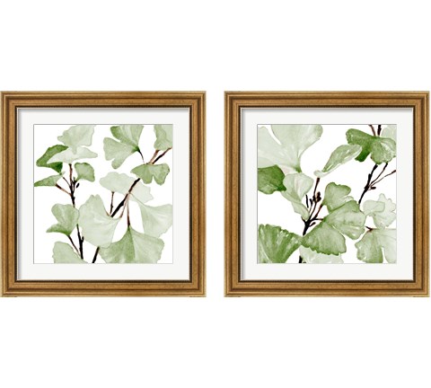 Mint Ginko Stems 2 Piece Framed Art Print Set by Lanie Loreth