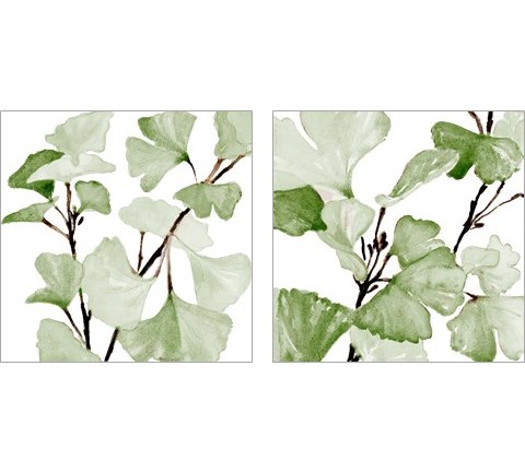 Mint Ginko Stems 2 Piece Art Print Set by Lanie Loreth