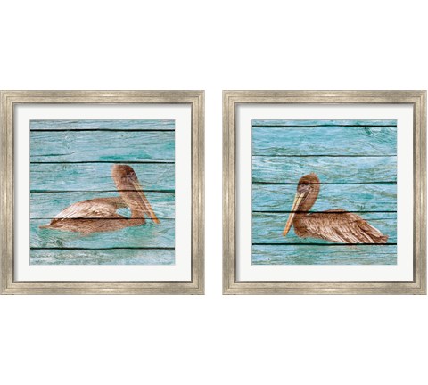 Wood Pelican 2 Piece Framed Art Print Set by Kathy Mansfield