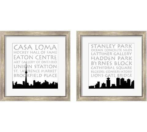 Toronto & Vancouver Skyline Square 2 Piece Framed Art Print Set by Anna Quach