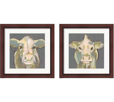 Blush Faced Cow 2 Piece Framed Art Print Set by Jennifer Goldberger