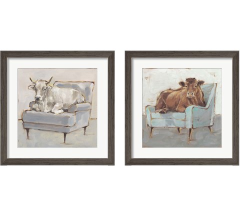 Moo-ving In 2 Piece Framed Art Print Set by Ethan Harper