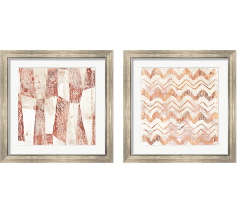 Red Earth Textile 2 Piece Framed Art Print Set by June Erica Vess