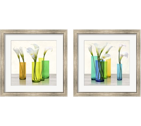 Callas in crystal vases 2 Piece Framed Art Print Set by Cynthia Ann