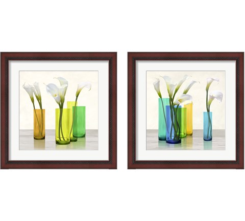 Callas in crystal vases 2 Piece Framed Art Print Set by Cynthia Ann