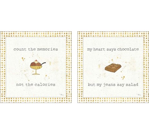 Calorie Cuties IV Dot Border 2 Piece Art Print Set by Pela Studio